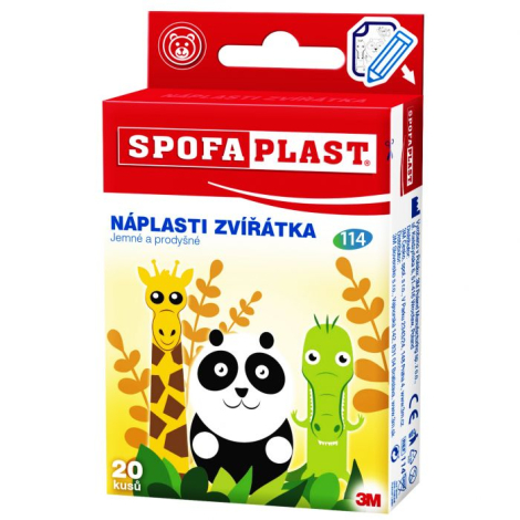 SPOFAPLAST 3M č.114 Náplasti ZVIERATKÁ detské, 2 veľkosti, 20 ks